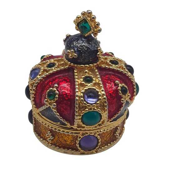 Mike & Ally Crown King Trinket Pill Box Red Gold Decorative Jeweled Mulicolor - Picture 7 of 8